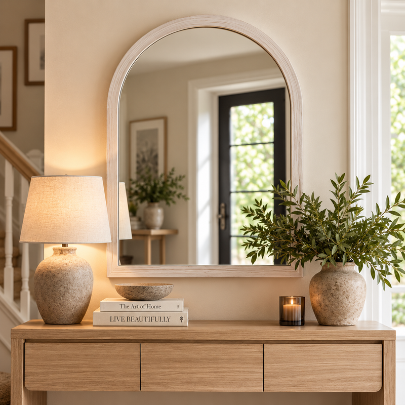 HARLOW ARCH MIRROR – WASHED WHITE by simply Hazel
