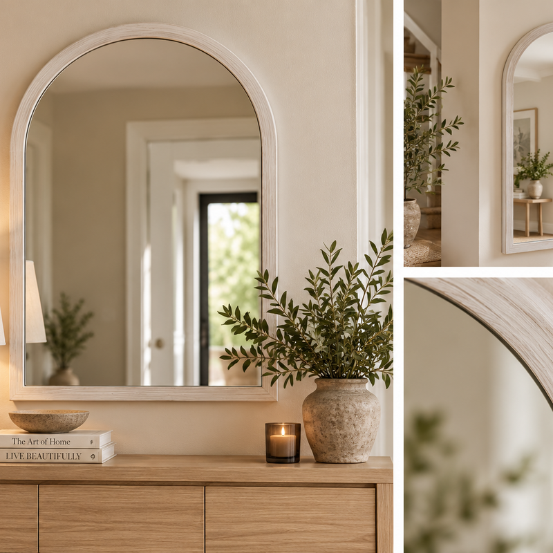 HARLOW ARCH MIRROR – WASHED WHITE by simply Hazel