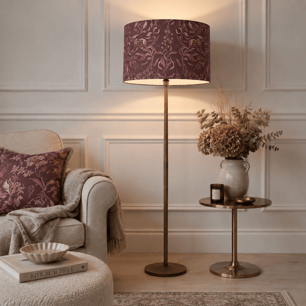 SOLENSIS FLOOR LAMP BASE WITH HETTIE EVA 50CM LAMP SHADE IN RUBY by Voyage Maison