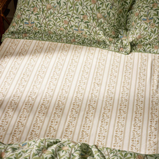 Morris & Co (Riva Home) Fitted Sheet Double / Herbal Green BIRD AND POMEGRANATE FITTED SHEET by William Morris at Home