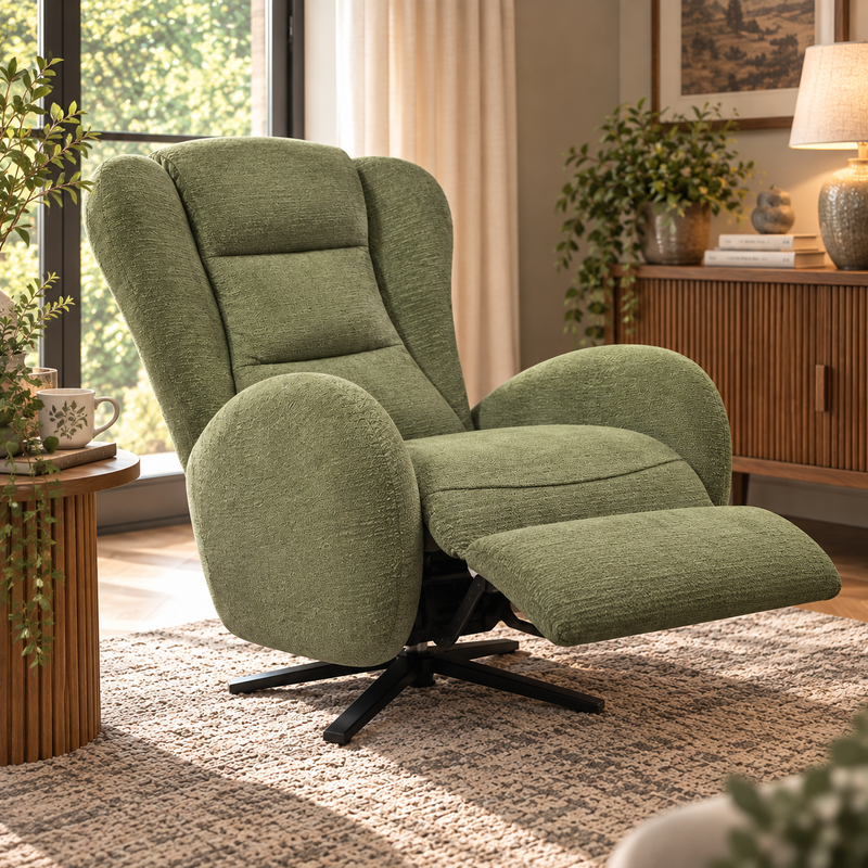 THE ROWAN ELECTRIC RECLINER – MOSS by simply Hazel