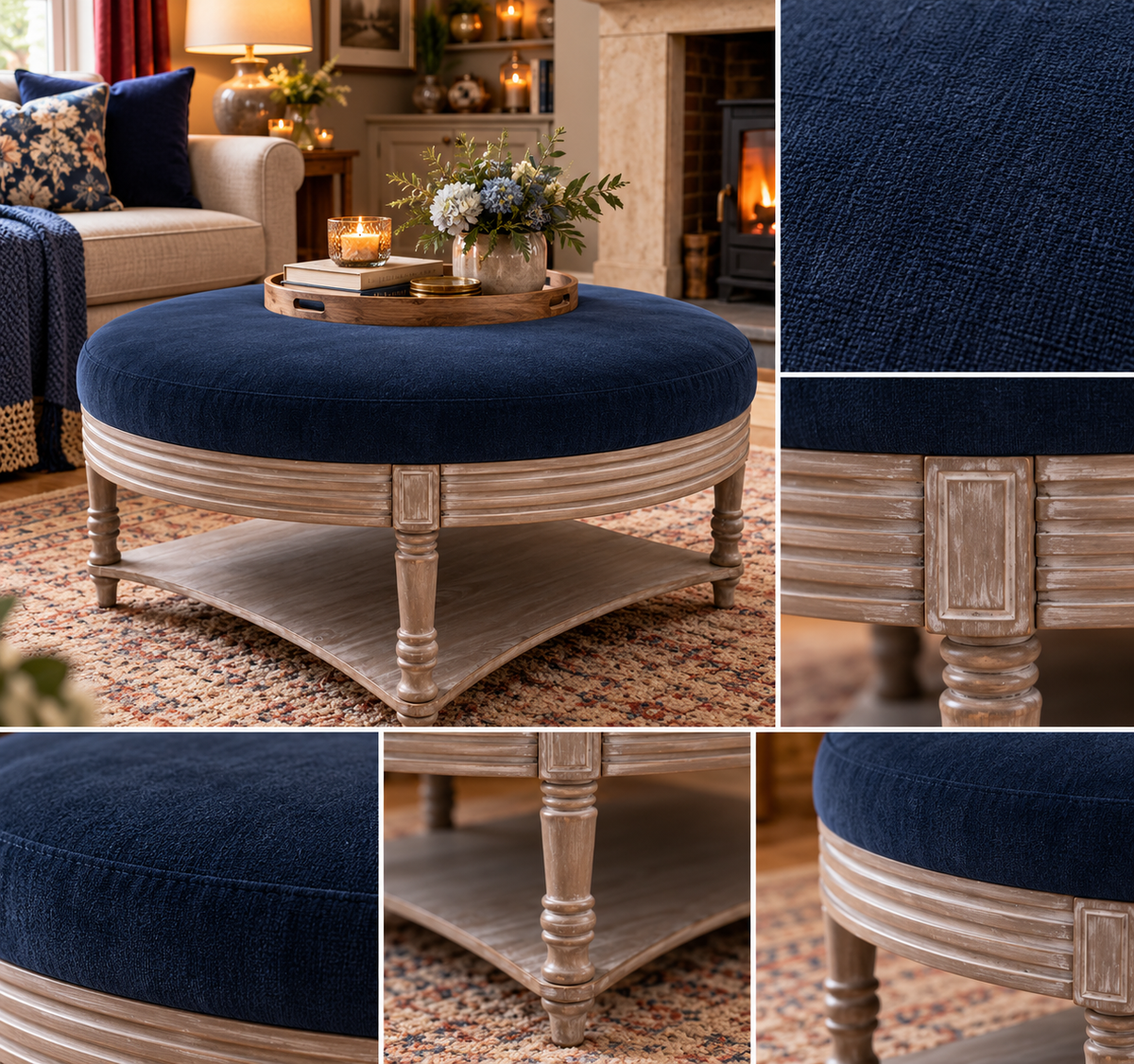 MAURICE STORAGE OTTOMAN – ATHENA FRENCH BLEU  by simply Hazel | Voyage Maison