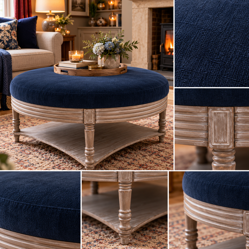 MAURICE STORAGE OTTOMAN – ATHENA FRENCH BLEU  by simply Hazel | Voyage Maison