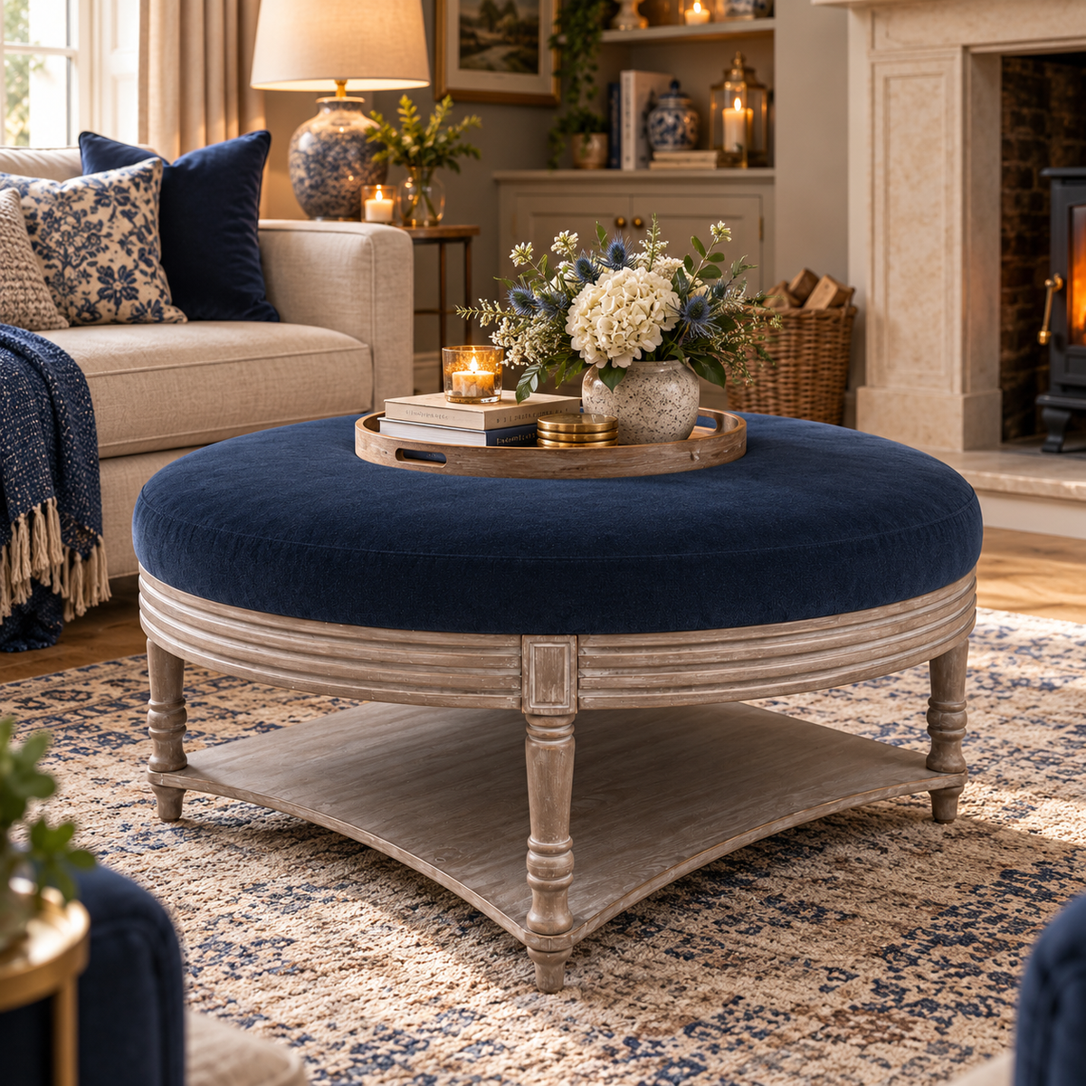 MAURICE STORAGE OTTOMAN – ATHENA FRENCH BLEU  by simply Hazel | Voyage Maison