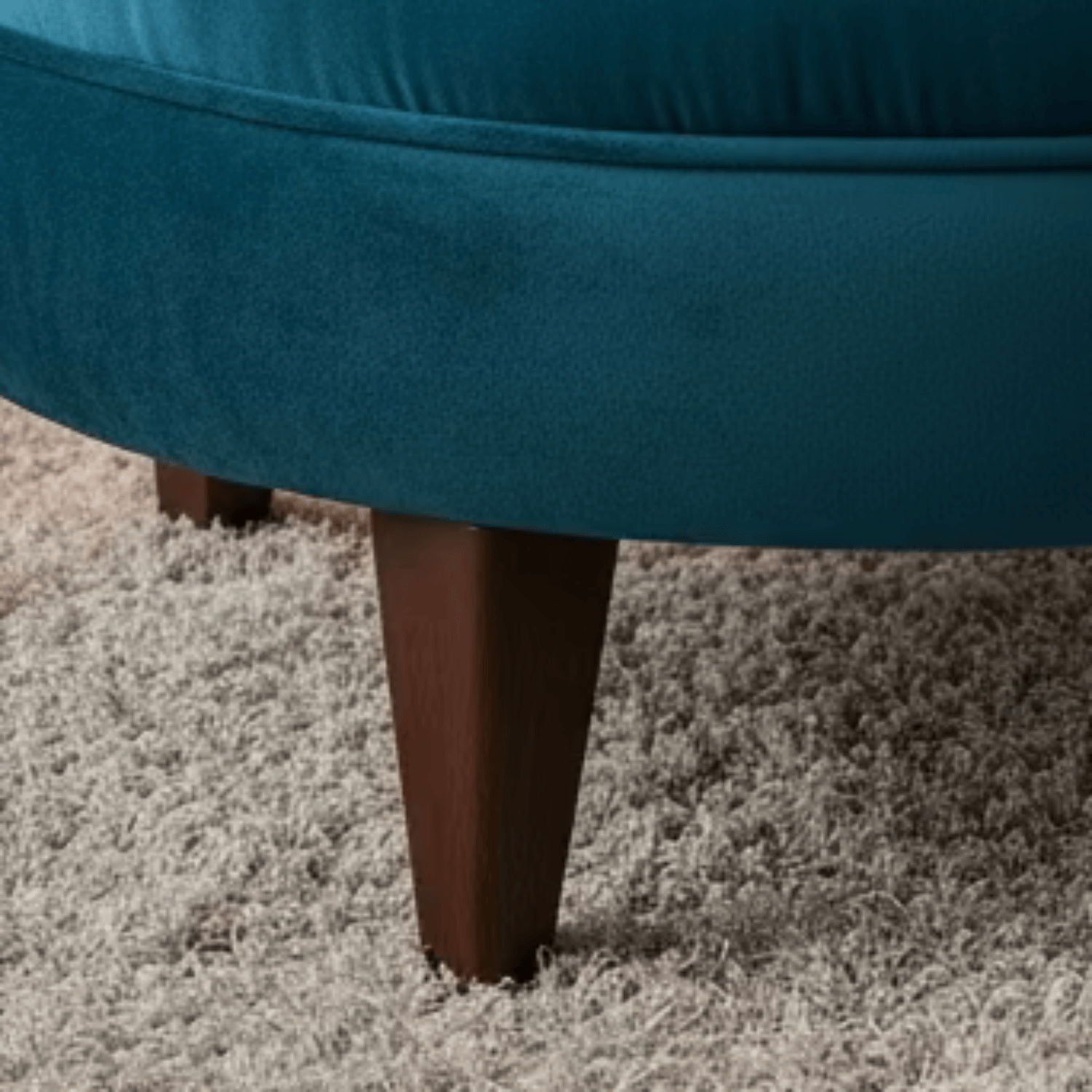 BESPOKE DEEP TEAL VELVET OTTOMAN WITH SOLID WOODEN LEGS by simply Hazel