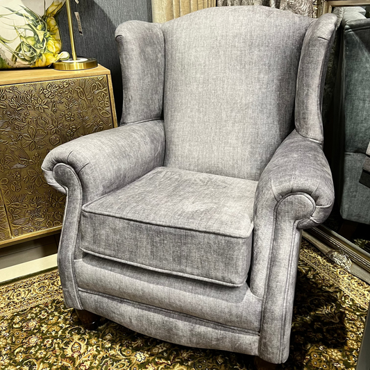 Princess Maya custom wingback armchair in Grey (bespoke options available)