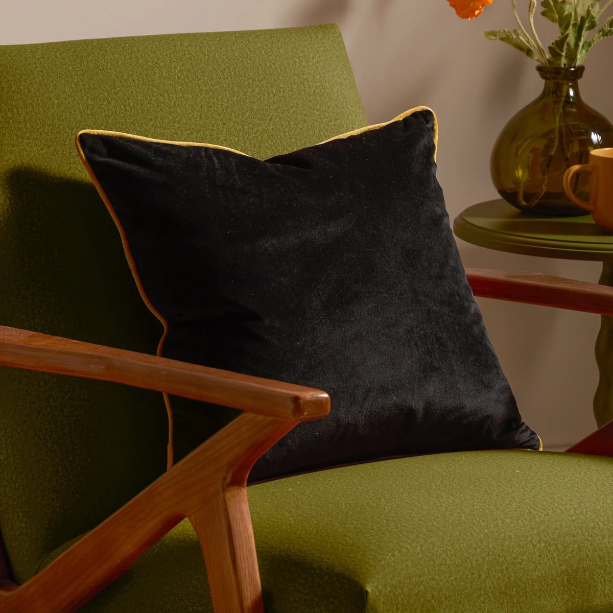 MERIDIAN VELVET FEATHER-FILLED CUSHION by Furn