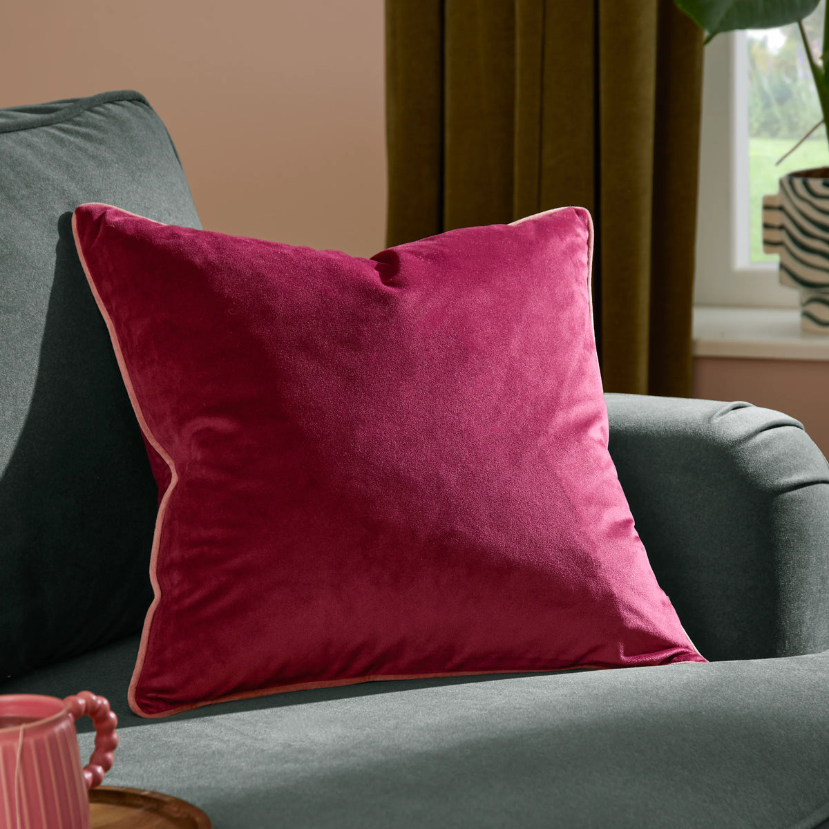 MERIDIAN VELVET FEATHER-FILLED CUSHION by Furn