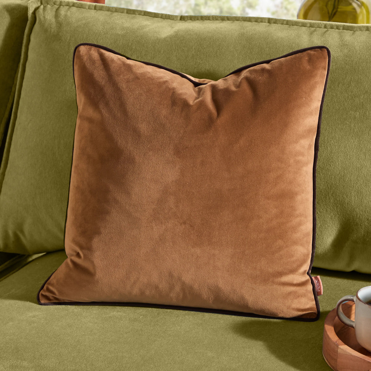 MERIDIAN VELVET FEATHER-FILLED CUSHION by Furn