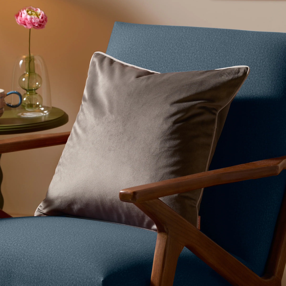 MERIDIAN VELVET FEATHER-FILLED CUSHION by Furn