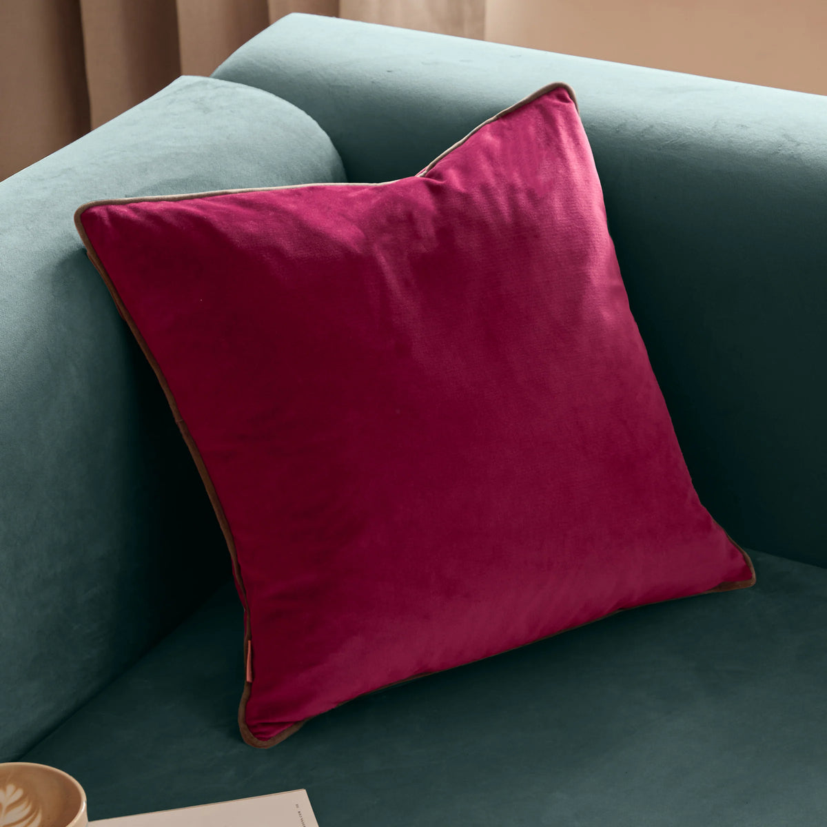 MERIDIAN VELVET FEATHER-FILLED CUSHION by Furn