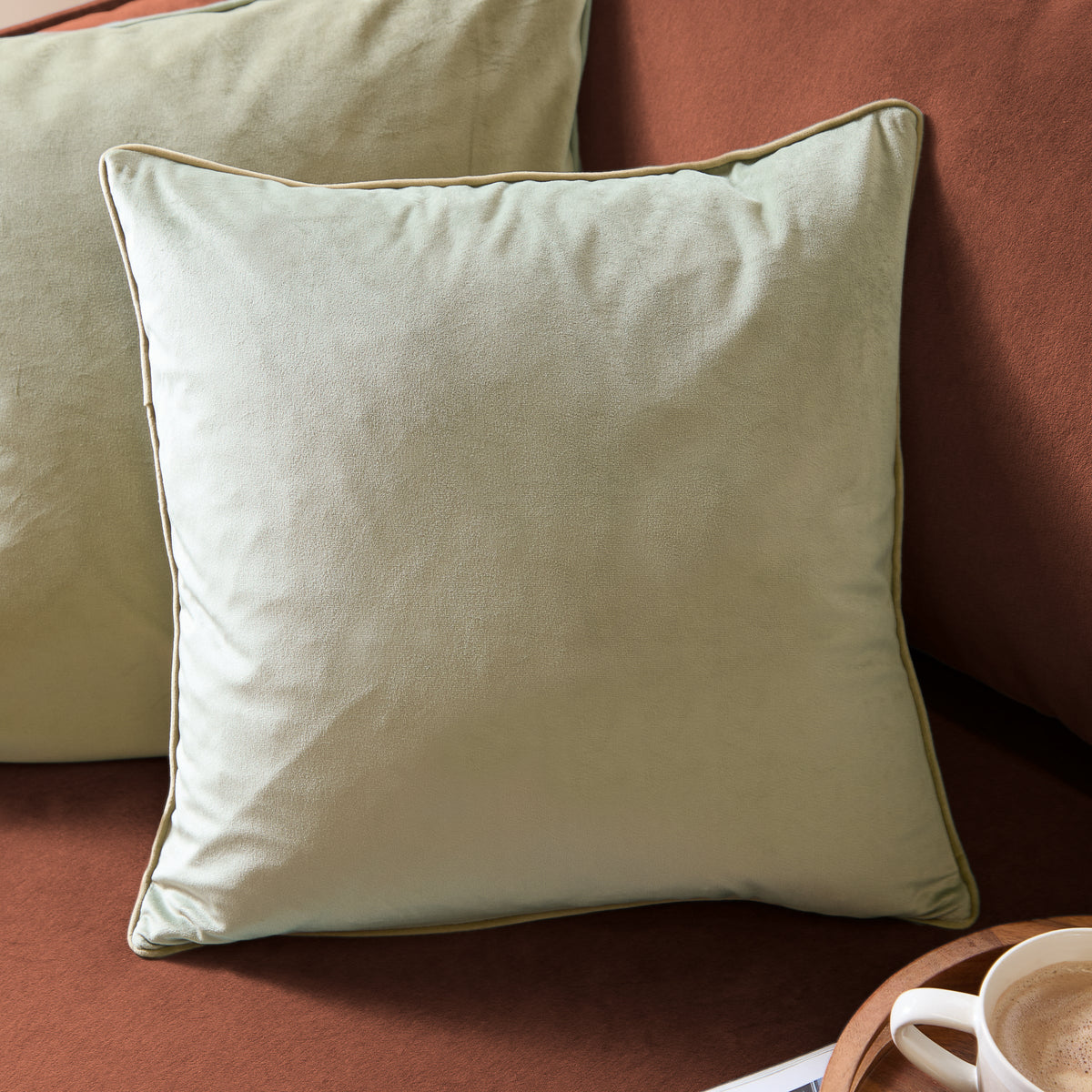 MERIDIAN VELVET FEATHER-FILLED CUSHION by Furn