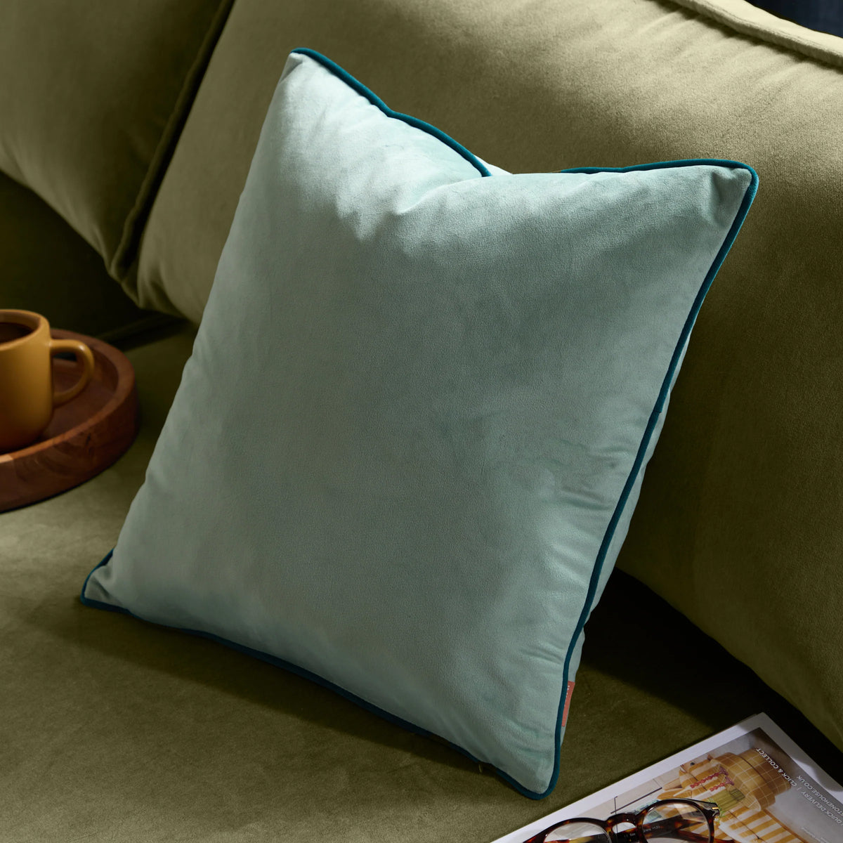 MERIDIAN VELVET FEATHER-FILLED CUSHION by Furn