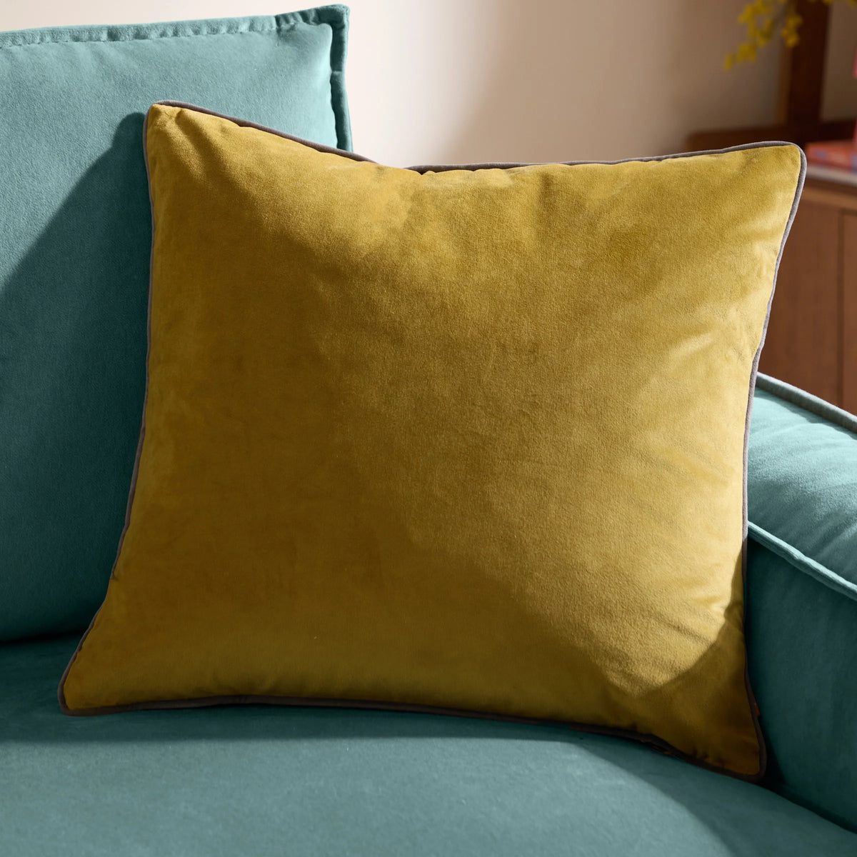MERIDIAN VELVET FEATHER-FILLED CUSHION by Furn