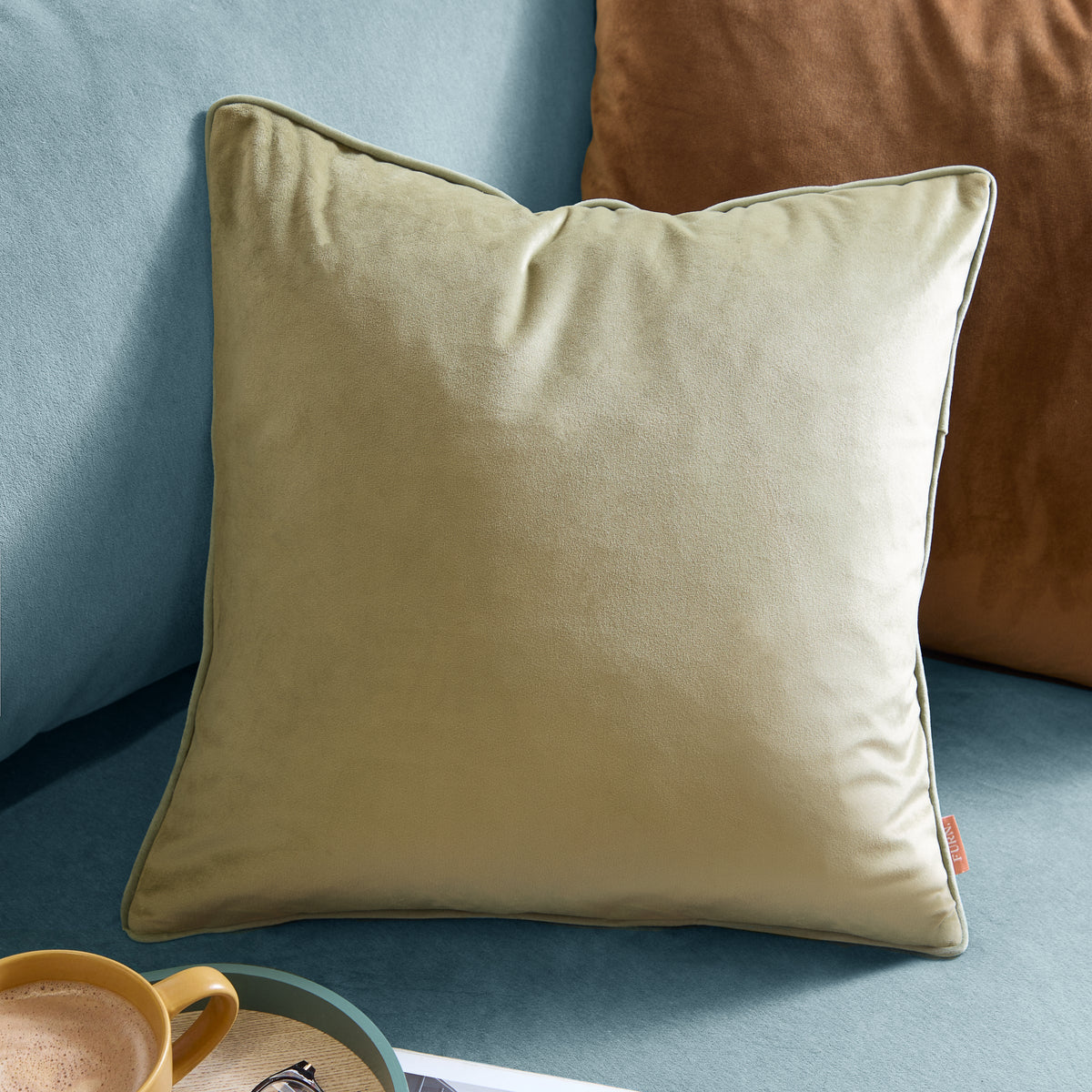 MERIDIAN VELVET FEATHER-FILLED CUSHION by Furn