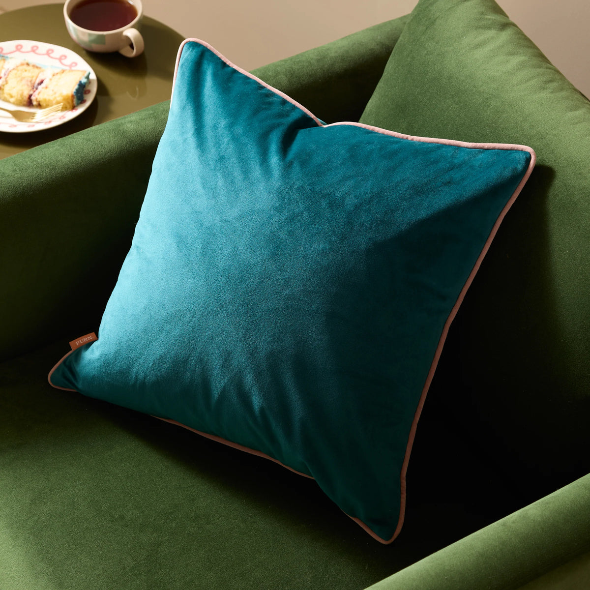 MERIDIAN VELVET FEATHER-FILLED CUSHION by Furn