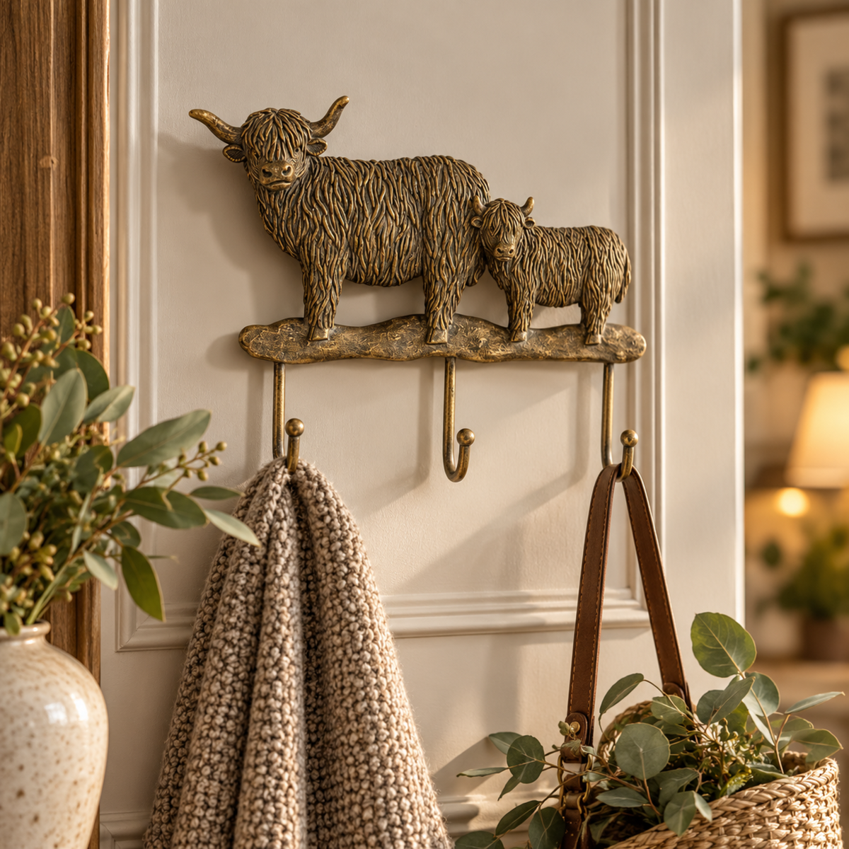 HIGHLAND COW MUM &amp; CALF WALL HOOK – ANTIQUE BRONZE Curated by simply Hazel | Gallery Direct