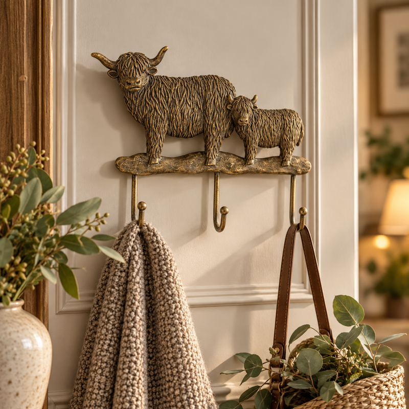 HIGHLAND COW MUM &amp; CALF WALL HOOK – ANTIQUE BRONZE Curated by simply Hazel | Gallery Direct
