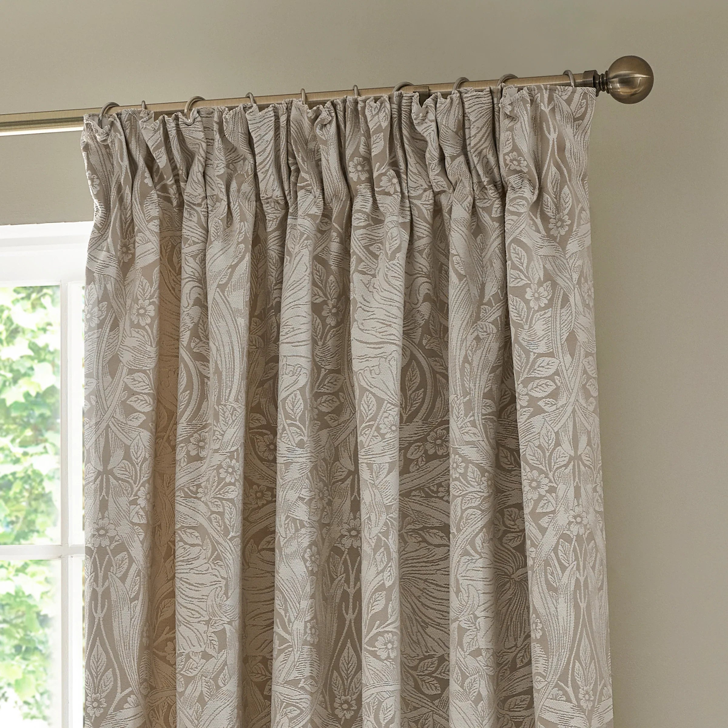 PIMPERNEL JACQUARD PENCIL PLEAT CURTAINS LINEN by Morris & Co