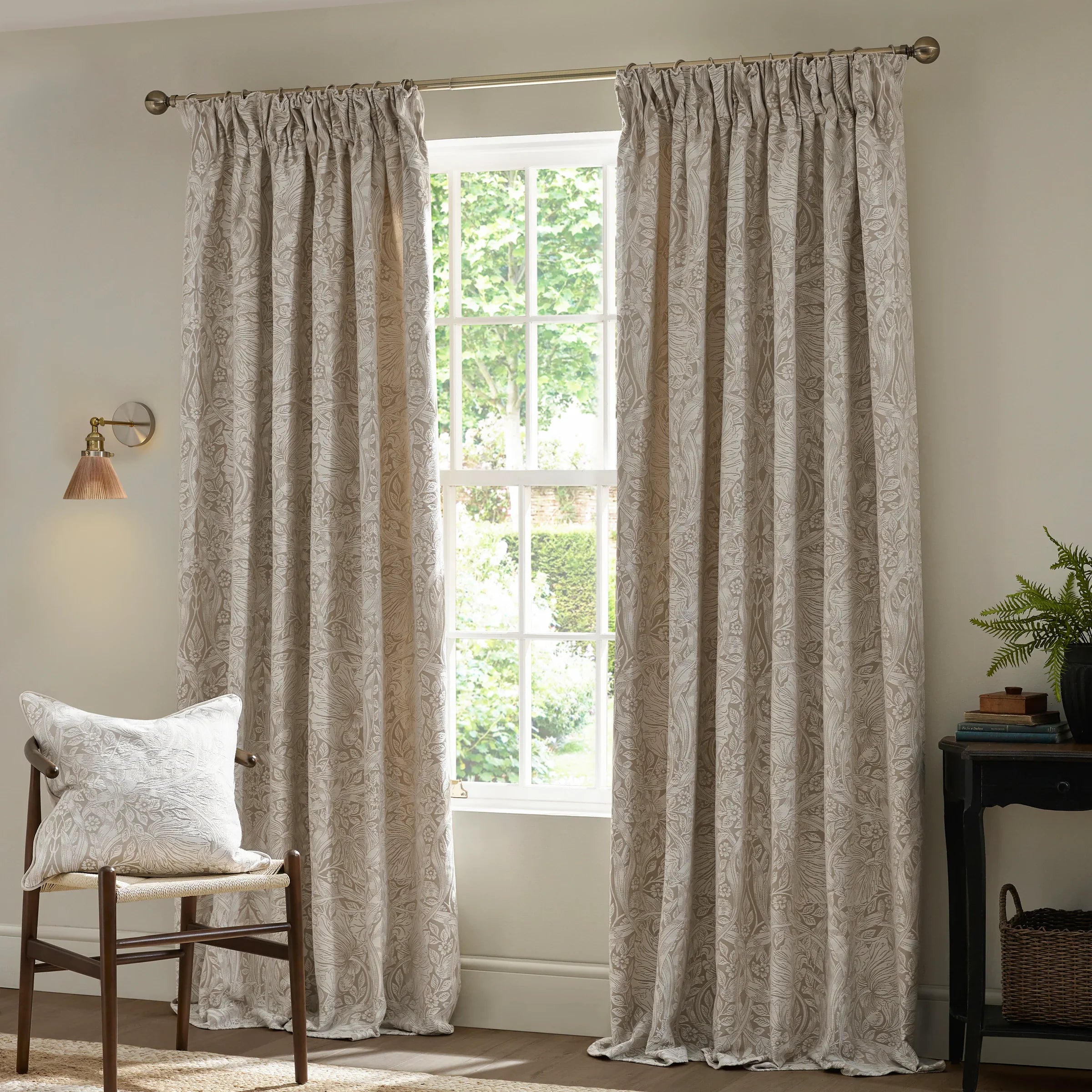 PIMPERNEL JACQUARD PENCIL PLEAT CURTAINS LINEN by Morris & Co