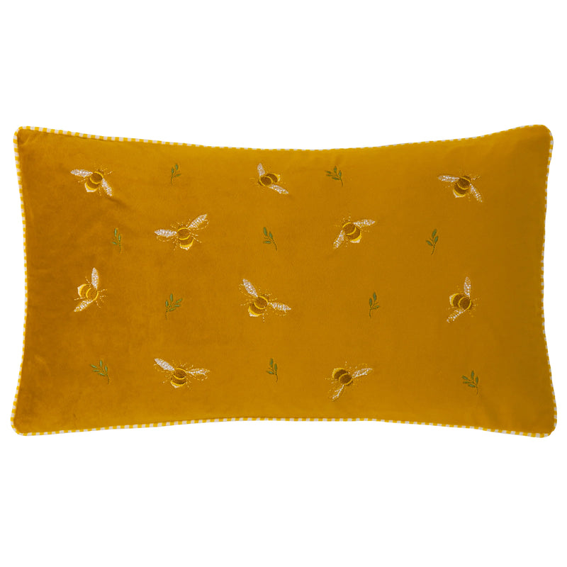 RAMBLE BEES EMBROIDERED VELVET CUSHION by Wylder