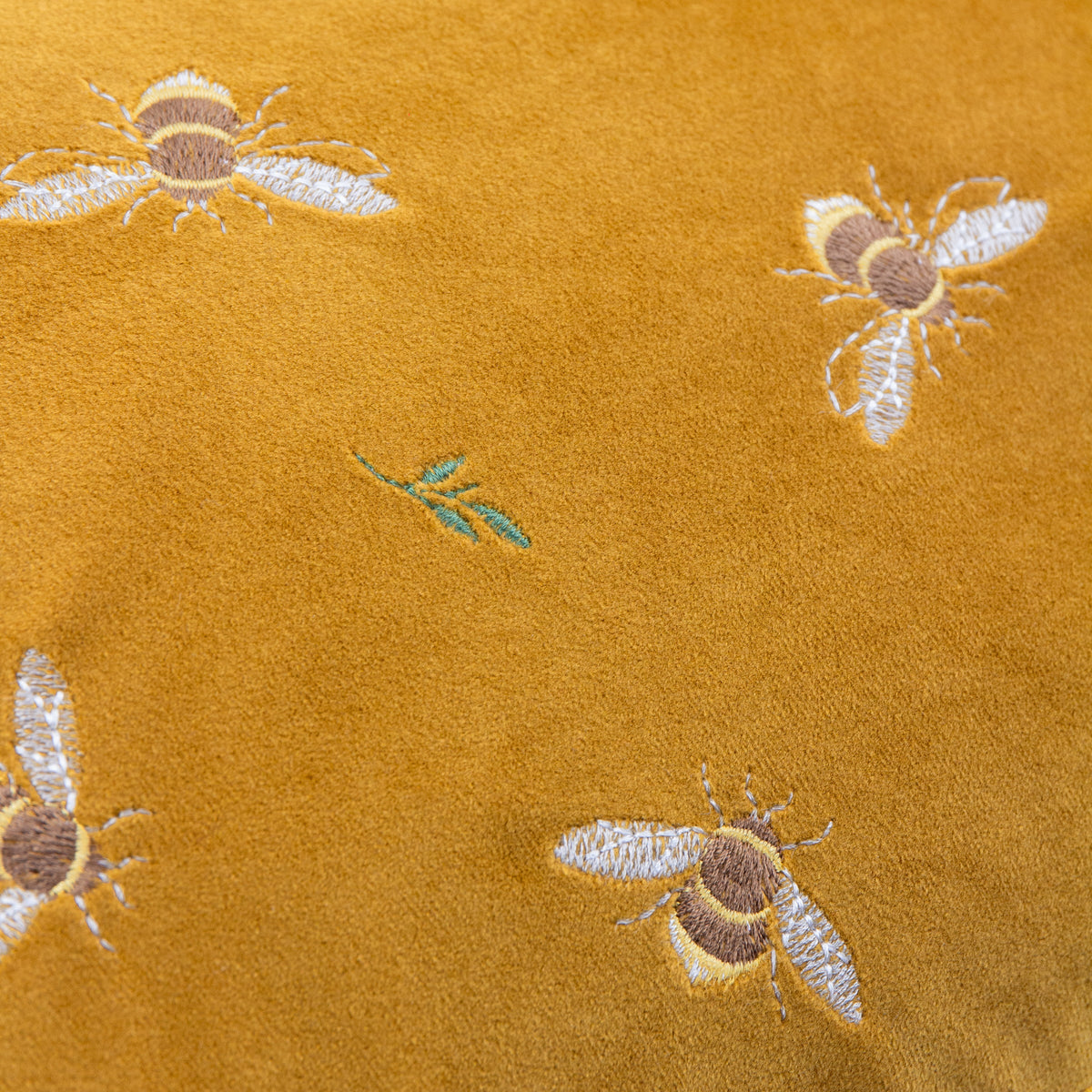 RAMBLE BEES EMBROIDERED VELVET CUSHION by Wylder