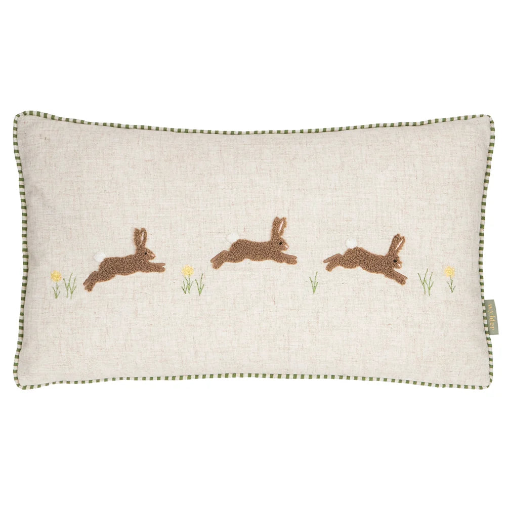 RAMBLE HARES TUFTED CUSHION Sage by Wylder