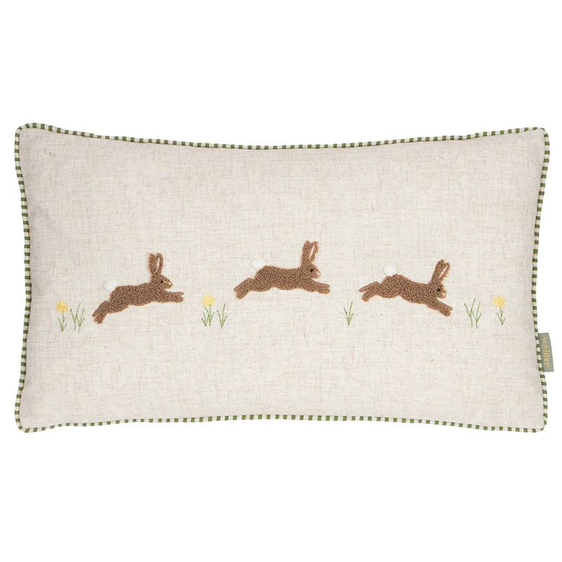 RAMBLE HARES TUFTED CUSHION Sage by Wylder