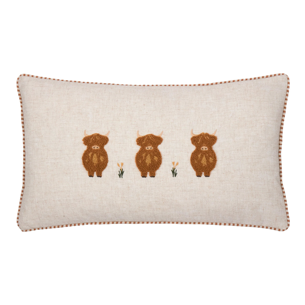 RAMBLE HIGHLAND COW TUFTED CUSHION Ginger by Wylder