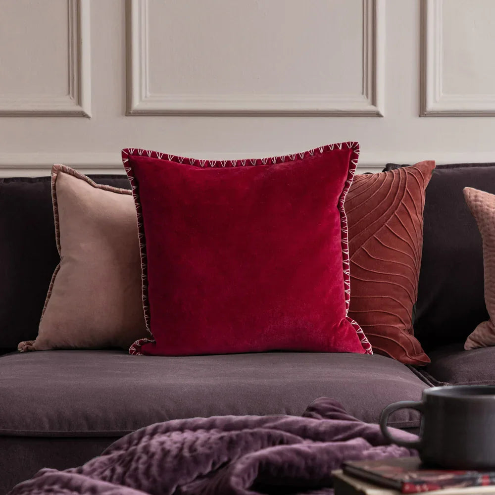 STITCH EMBROIDERED FEATHER FILLED CUSHION by ADDITIONS (Voyage Maison)