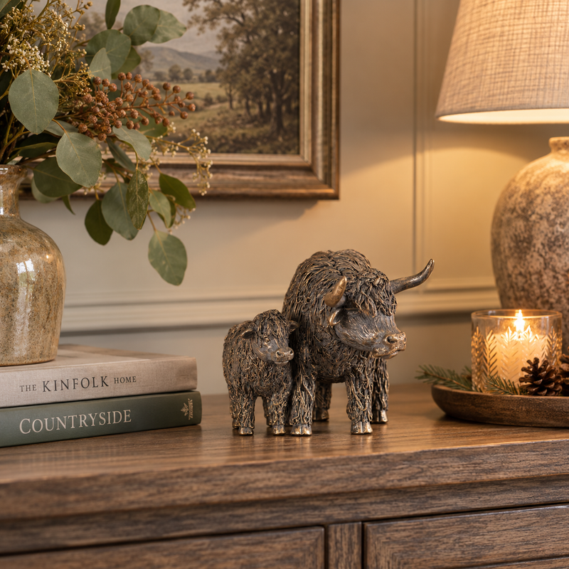 HIGHLAND COW MUM & CALF ORNAMENT Curated by simply Hazel