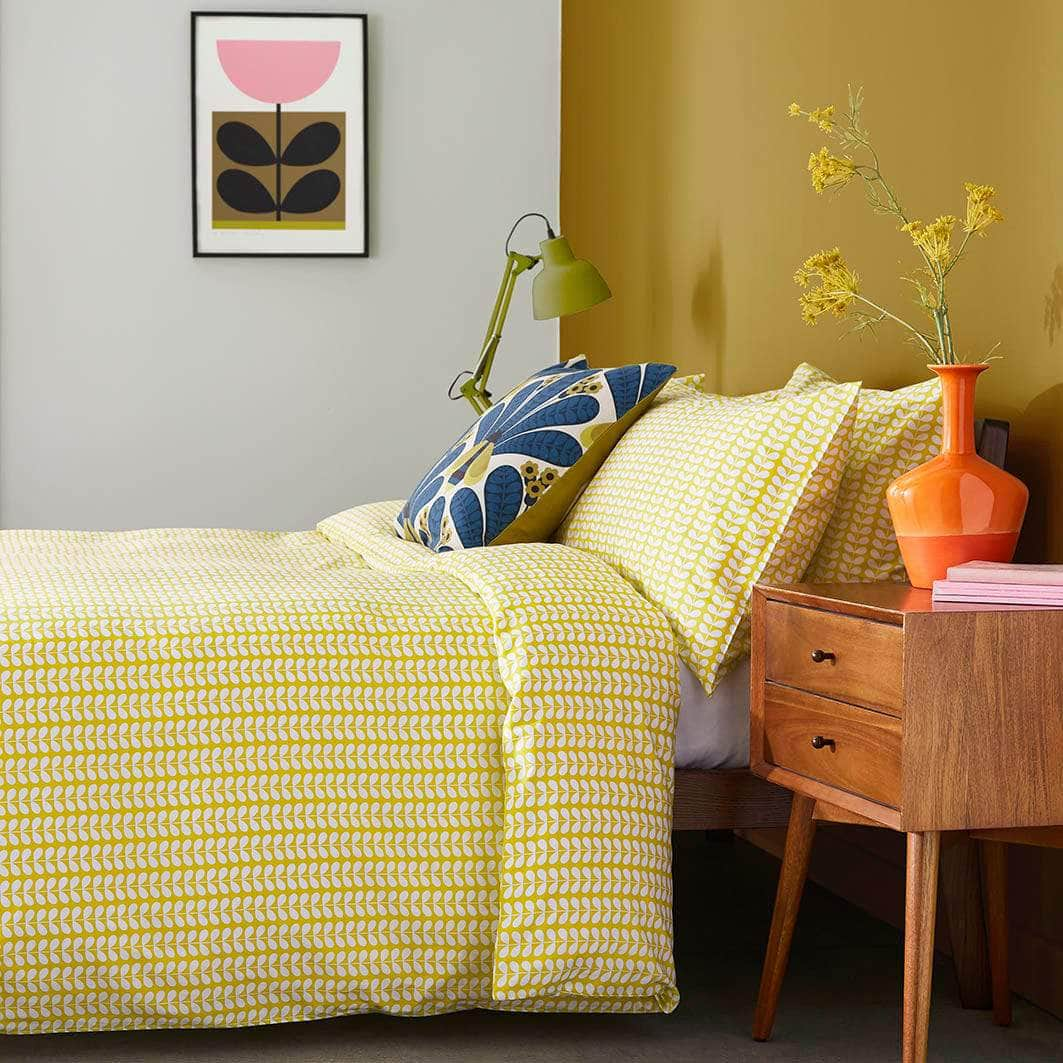 Ashley Wilde Bedspread Double Duvet set Tiny Stem Yellow Bedding by Orla Kiely