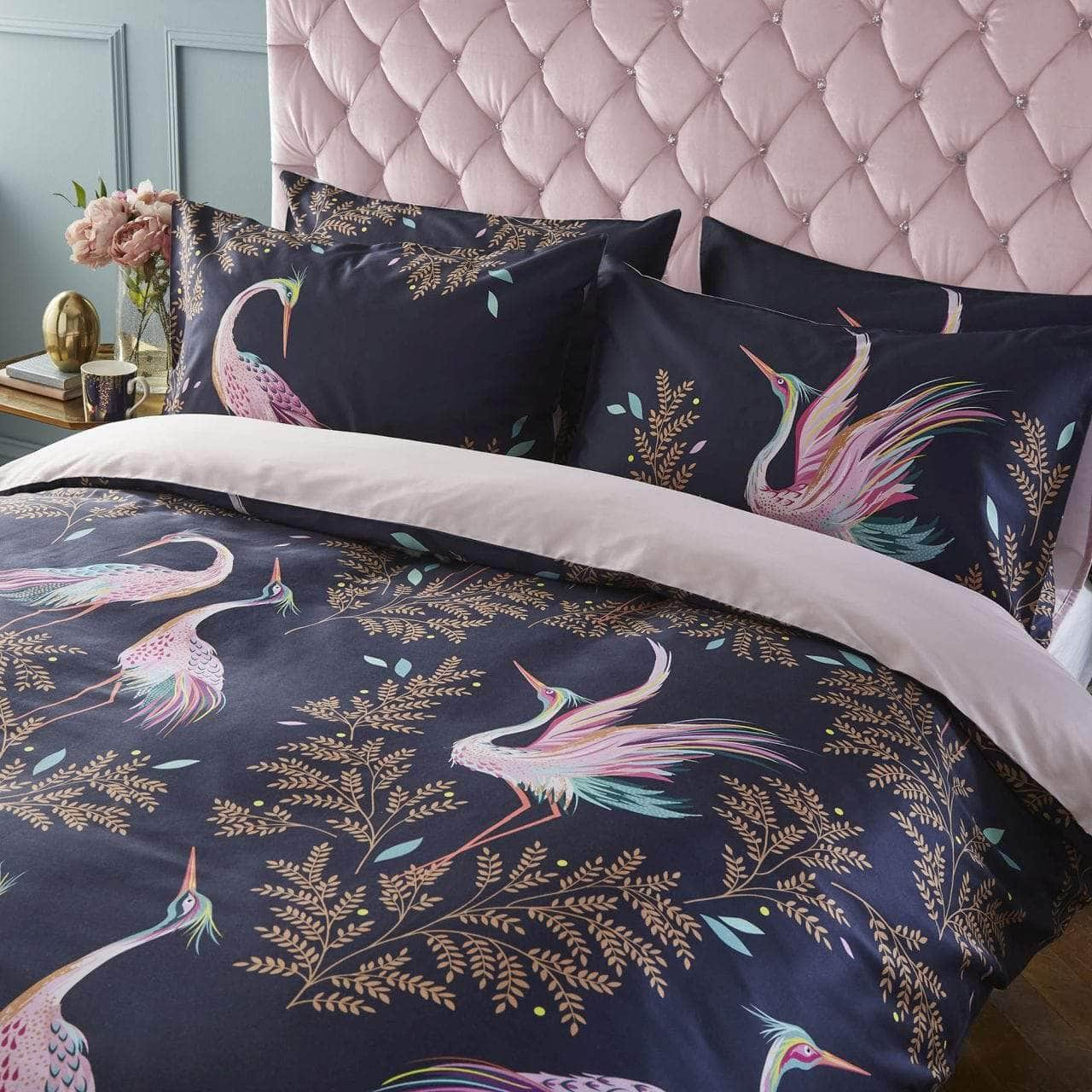 Ashley Wilde Bedspread Superking Duvet set Dancing Cranes Midnight SuperKing Bedding by Sara Miller