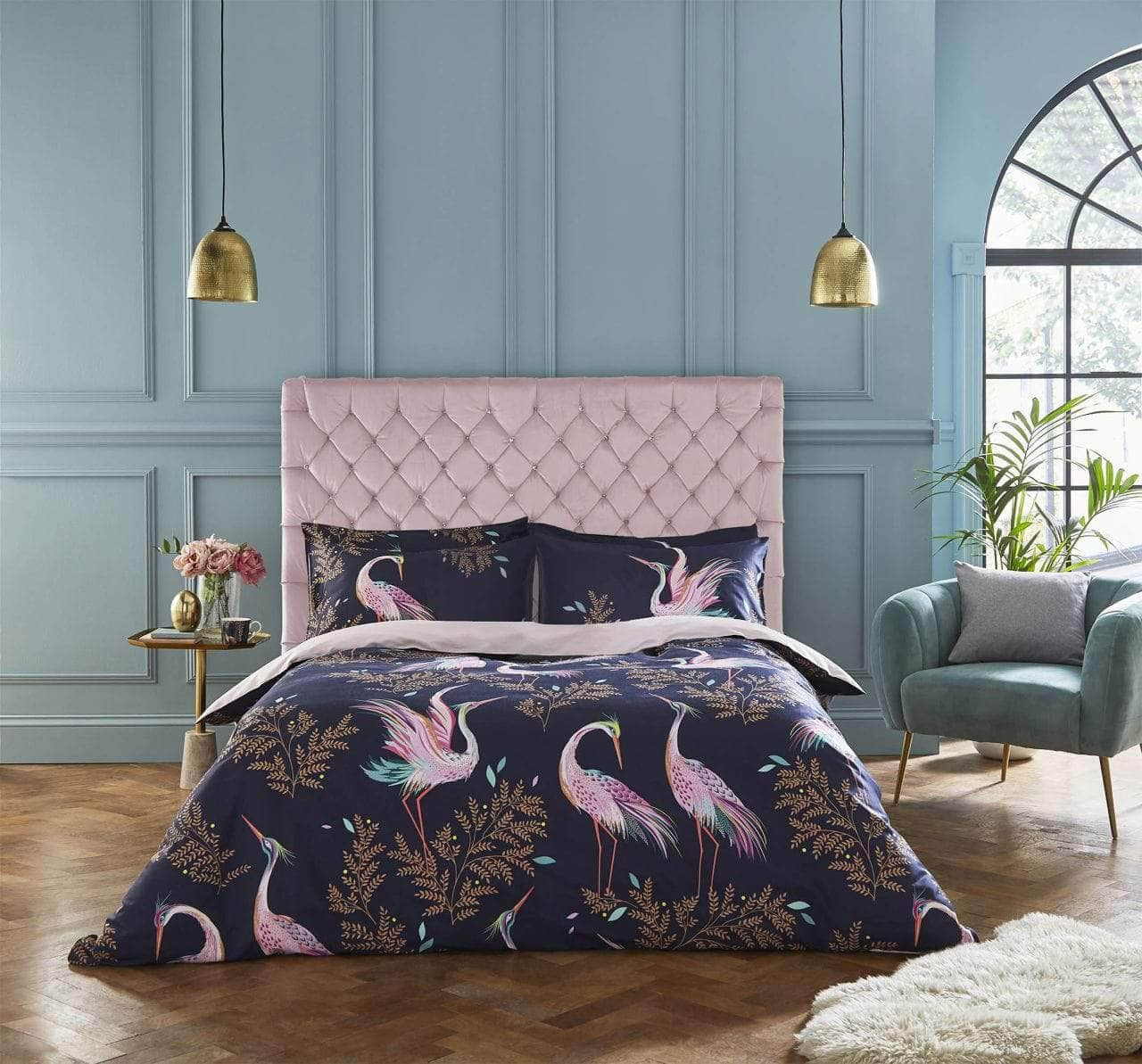 Ashley Wilde Bedspread Superking Duvet set Dancing Cranes Midnight SuperKing Bedding by Sara Miller