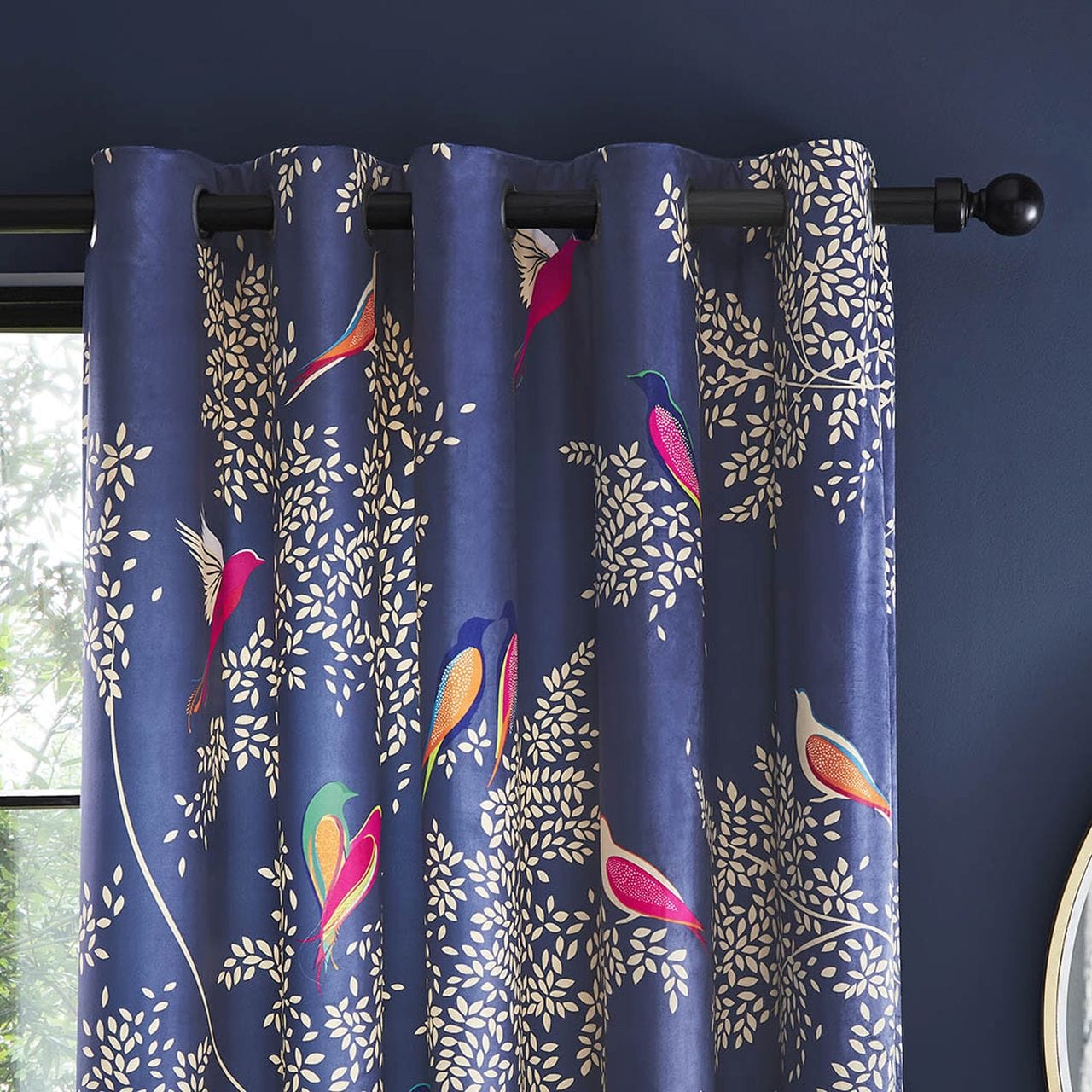 Ashley Wilde Designs Curtains Smokey Birds Blue Curtains by Sara Miller (Eyelet)