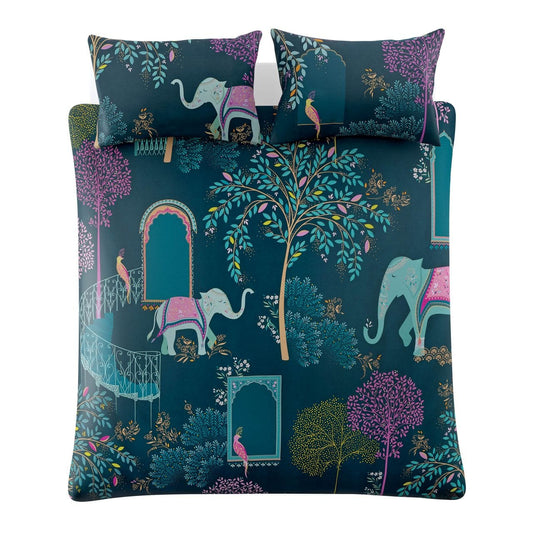 Ashley Wilde Interior Design Range Double Duvet set Elephants Oasis Deep Jade Bedding by Sara Miller