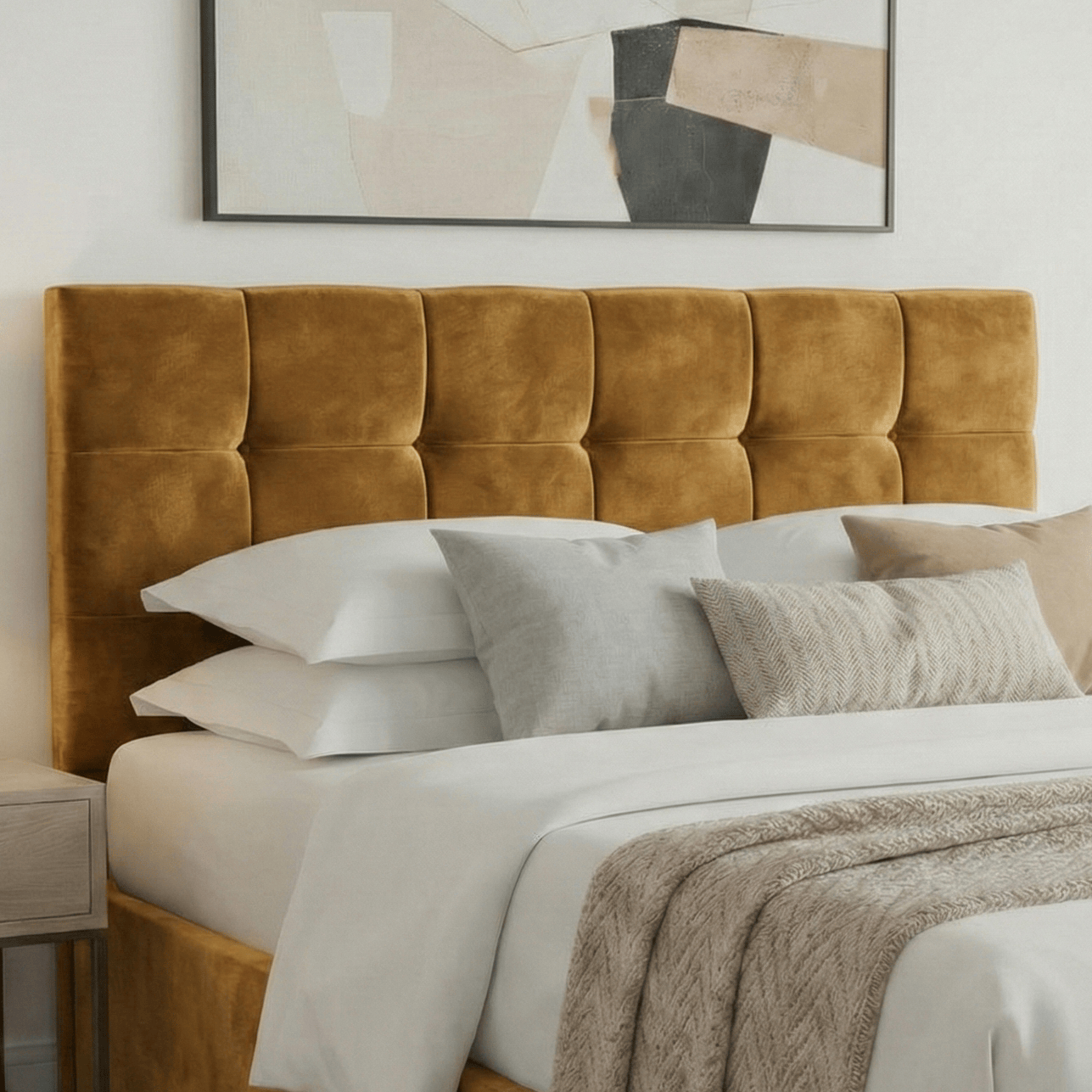 Aurora Aurora Headboard Single 3ft / Spiced Velvet Turmeric AURORA STANDARD MALAGA 27" HEADBOARD by Aurora