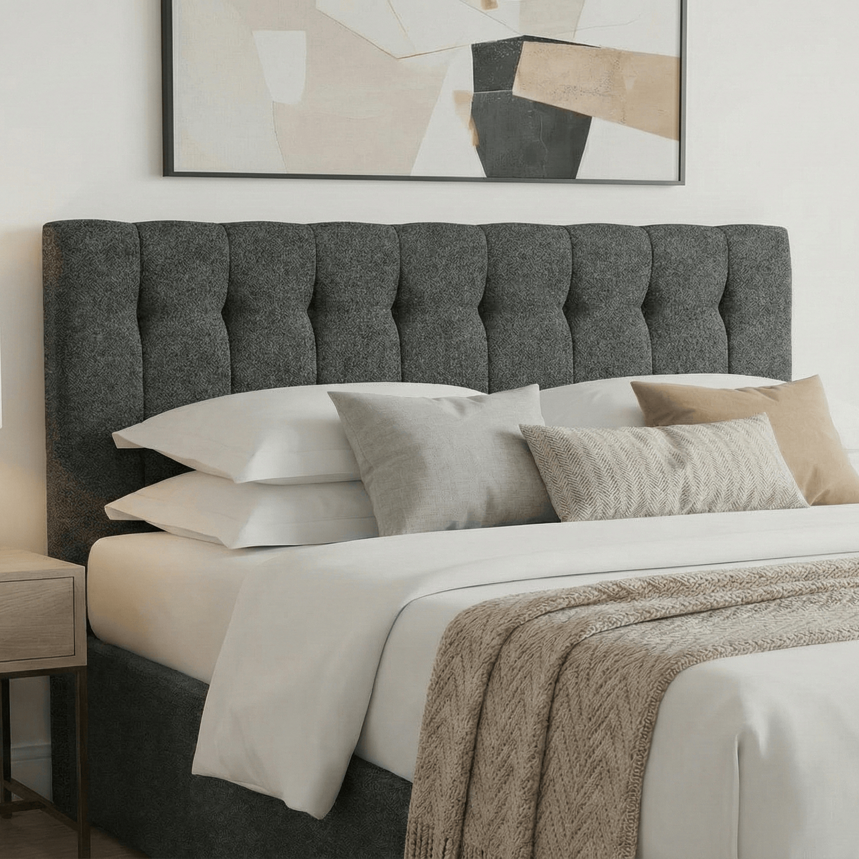 Aurora Aurora Headboard Single 3ft / Wool Shadow AURORA STANDARD BUTTON TOP 27" HEADBOARD  by Aurora