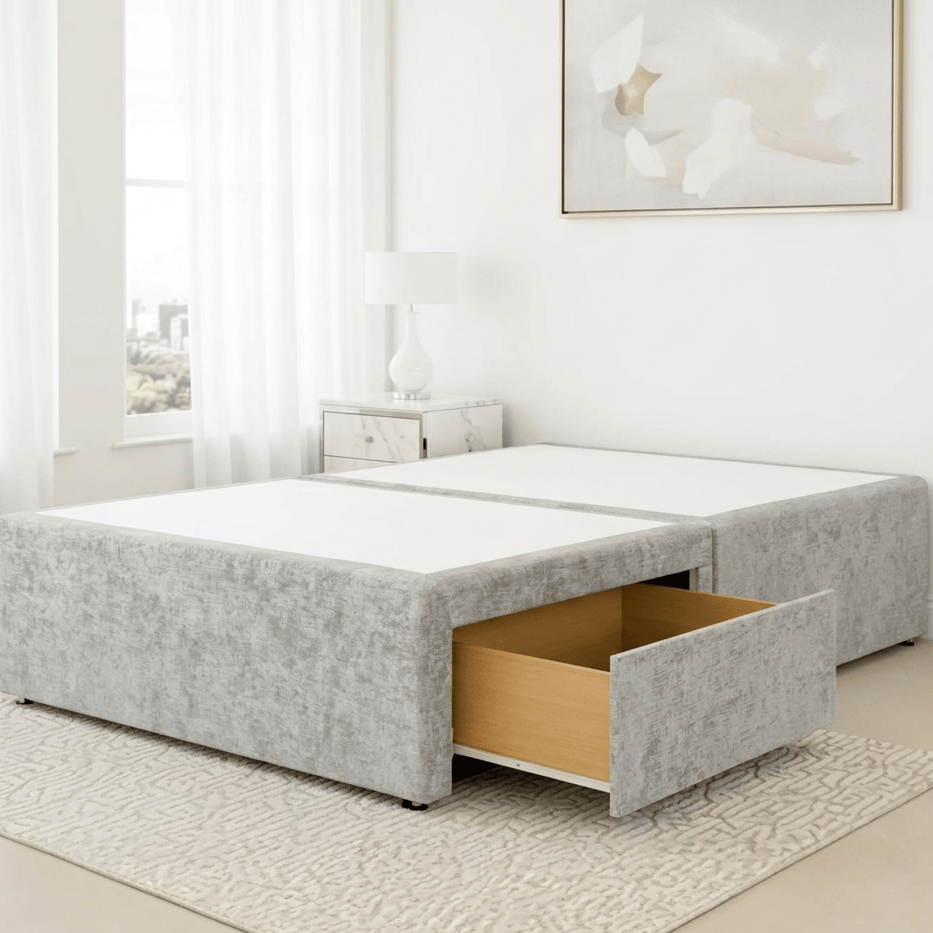 Aurora Bed Base Single / No Drawer / Spiced Ivory DIVAN BASE SPICED VELVET by Aurora Beds