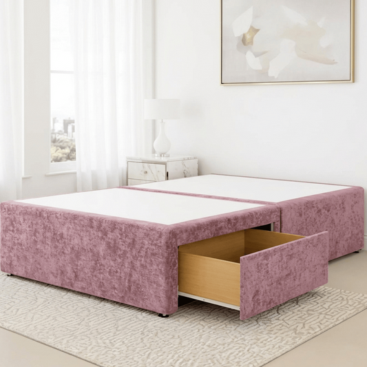 Aurora Bed Base Single / No Drawer / Spiced Pink DIVAN BASE SPICED VELVET by Aurora Beds