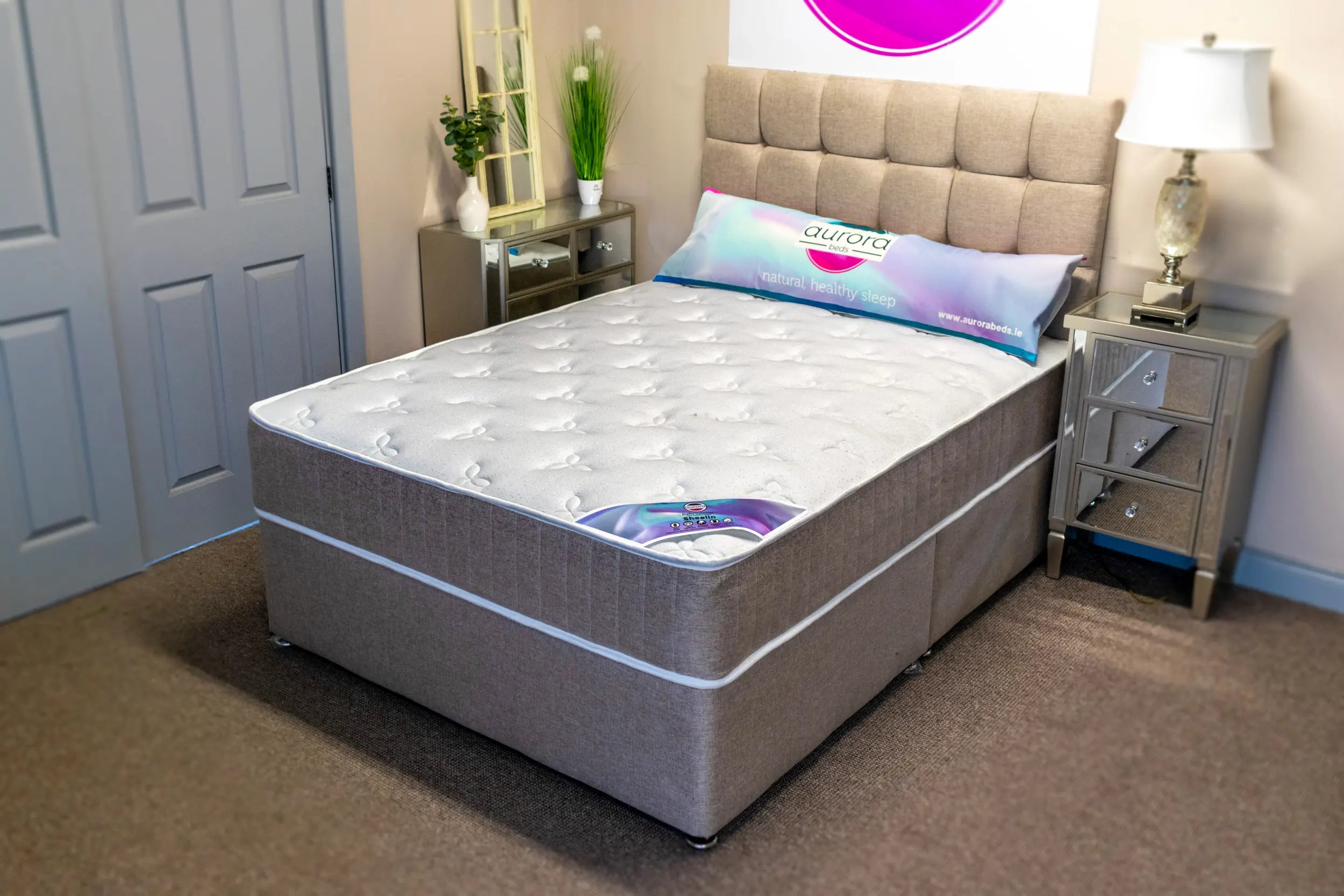 Aurora Bed Complete 3ft Single / No Drawer / Wool Latte Aurora BED Divan base