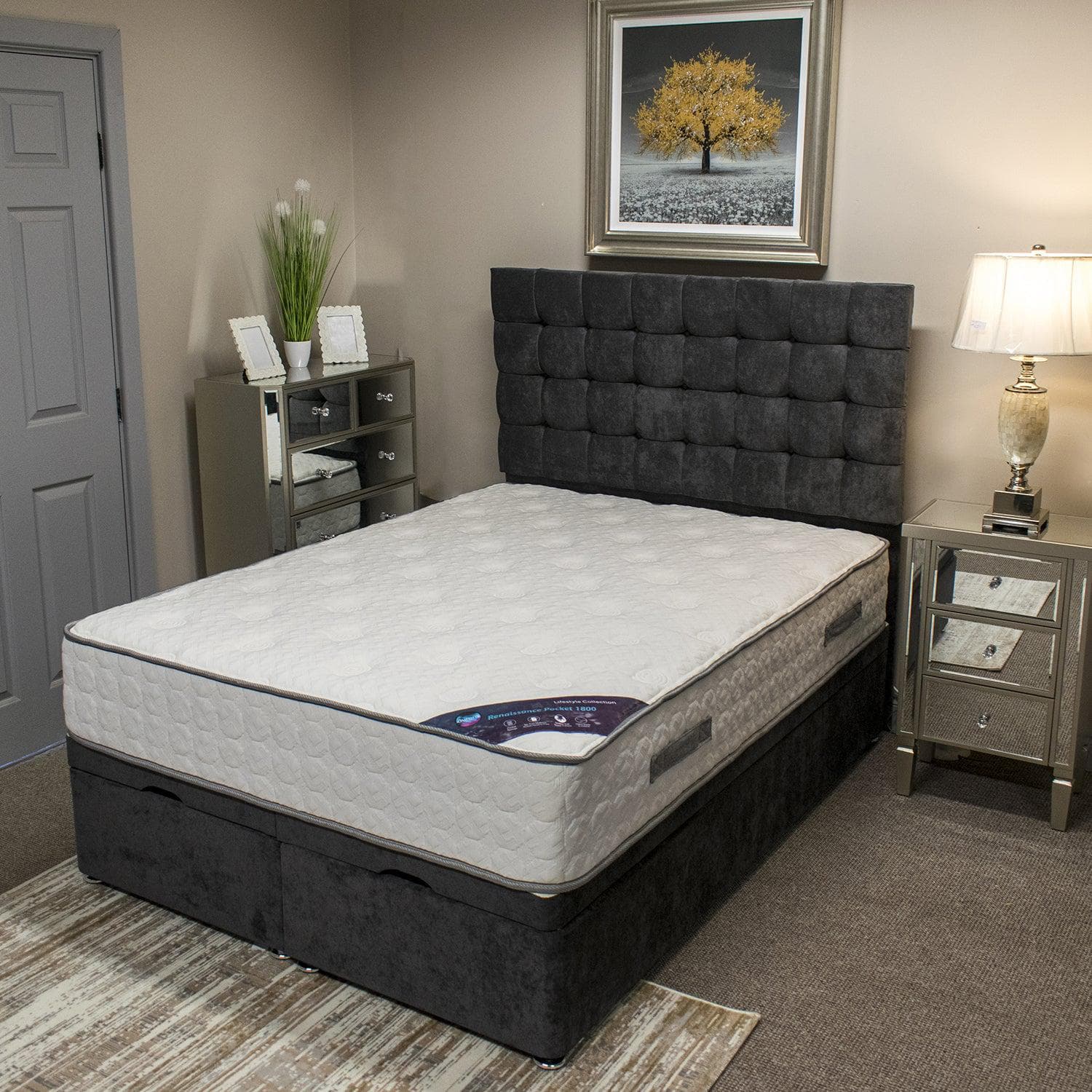 Aurora Bed Complete 3ft Single / No Drawer / Wool Shadow Aurora BED Divan base