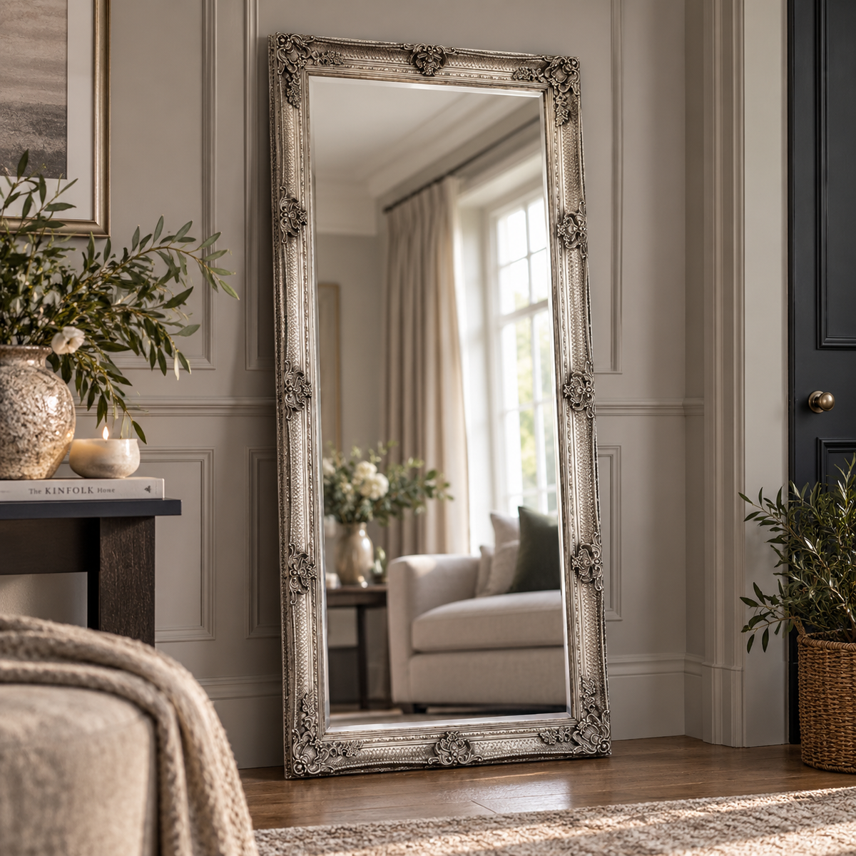 ABBEY HAND-CRAFTED FRAME LEANER MIRROR – SILVER Curated by simply Hazel