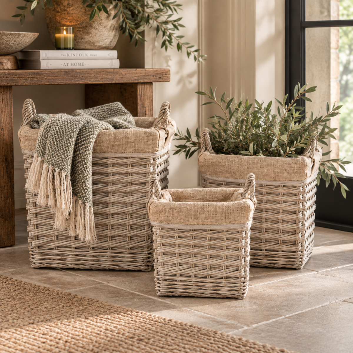 FADEN SQUARE LINED HAND-WOVEN STORAGE BASKETS – SET OF 3 Curated by simply Hazel