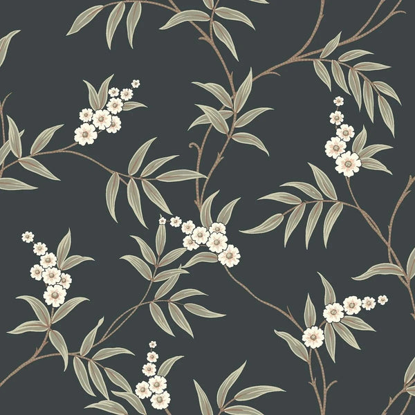 Floral Tree Black – by Boråstapeter