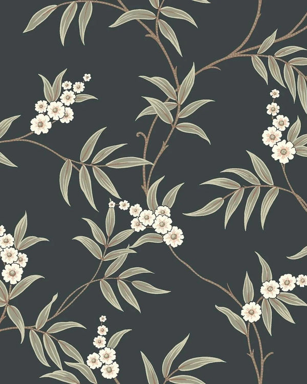 Floral Tree Black – by Boråstapeter