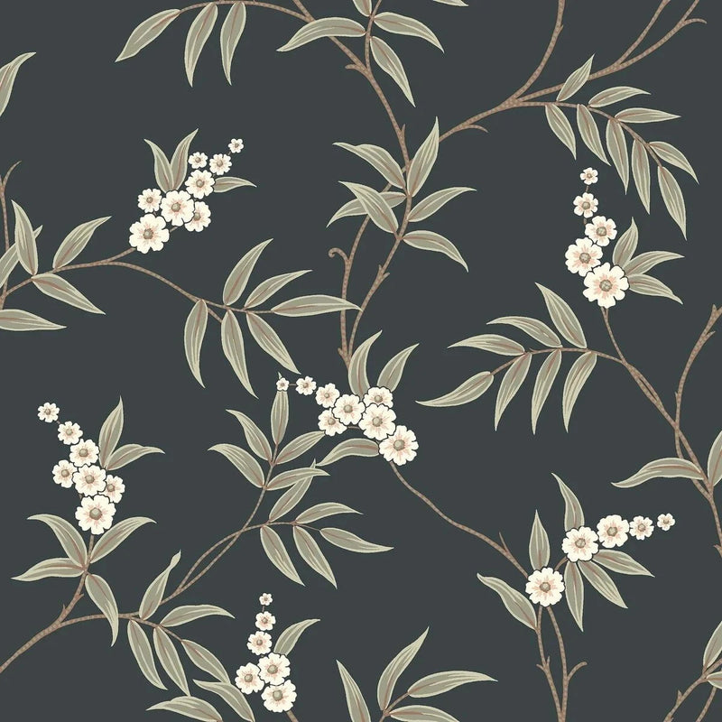 Floral Tree Black – by Boråstapeter