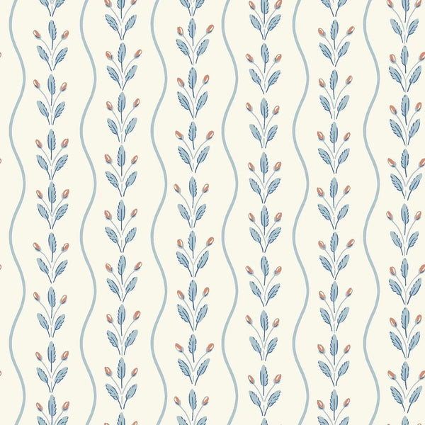 Flower Buds Blue Wallpaper by Boråstapeter (10 metre roll)