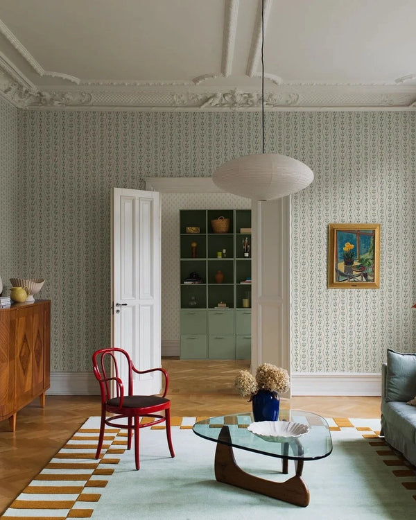 Flower Buds Green Wallpaper by Boråstapeter (10 metre roll)