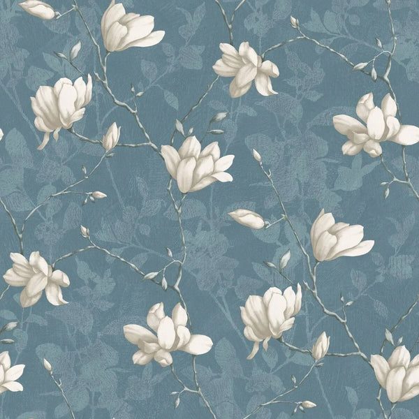Lilly Tree Petrol Wallpaper by Boråstapeter (10 metre roll)